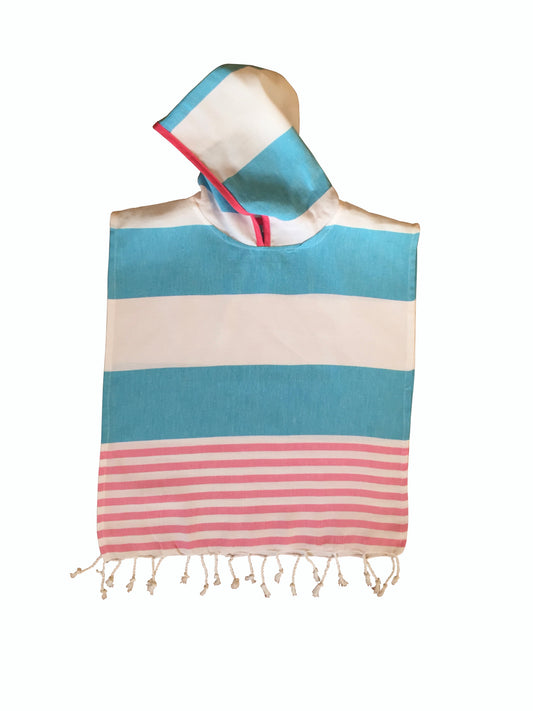 Kids Poncho Aqua- Pink