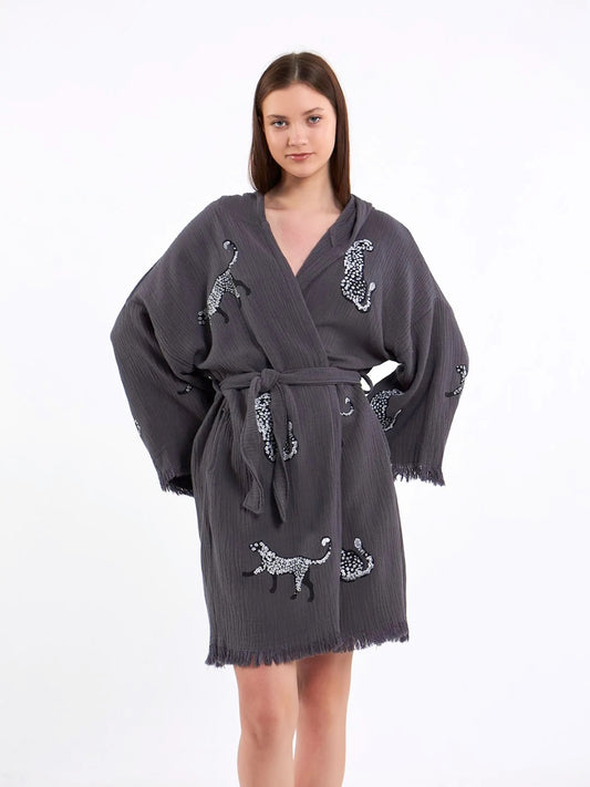 LEOPARD MINI KIMONO