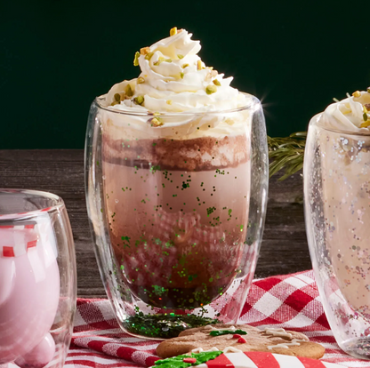 CHRISTMAS FUN GLASS GREEN GLITTER