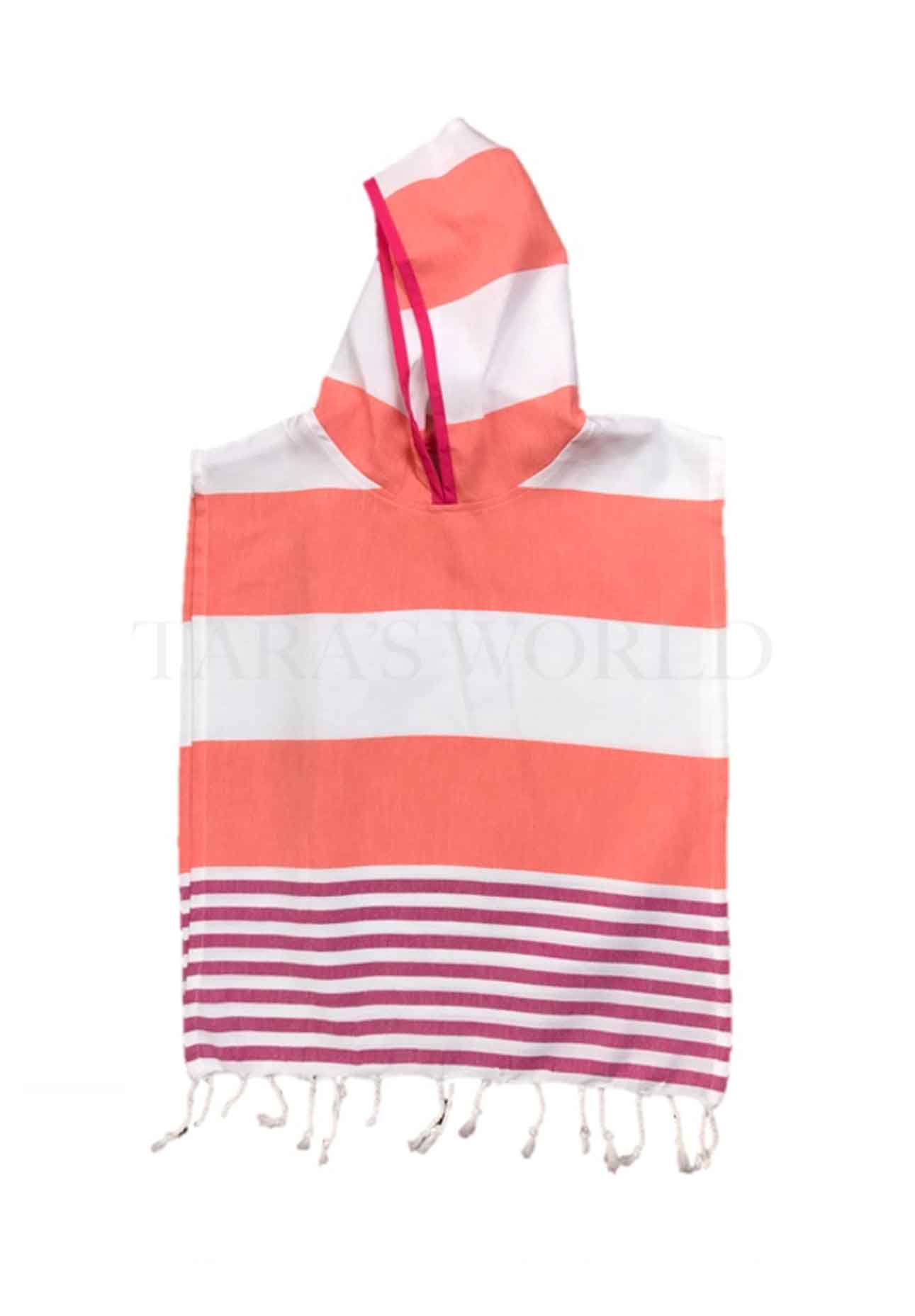 Kids Poncho Coral-Fuchsia