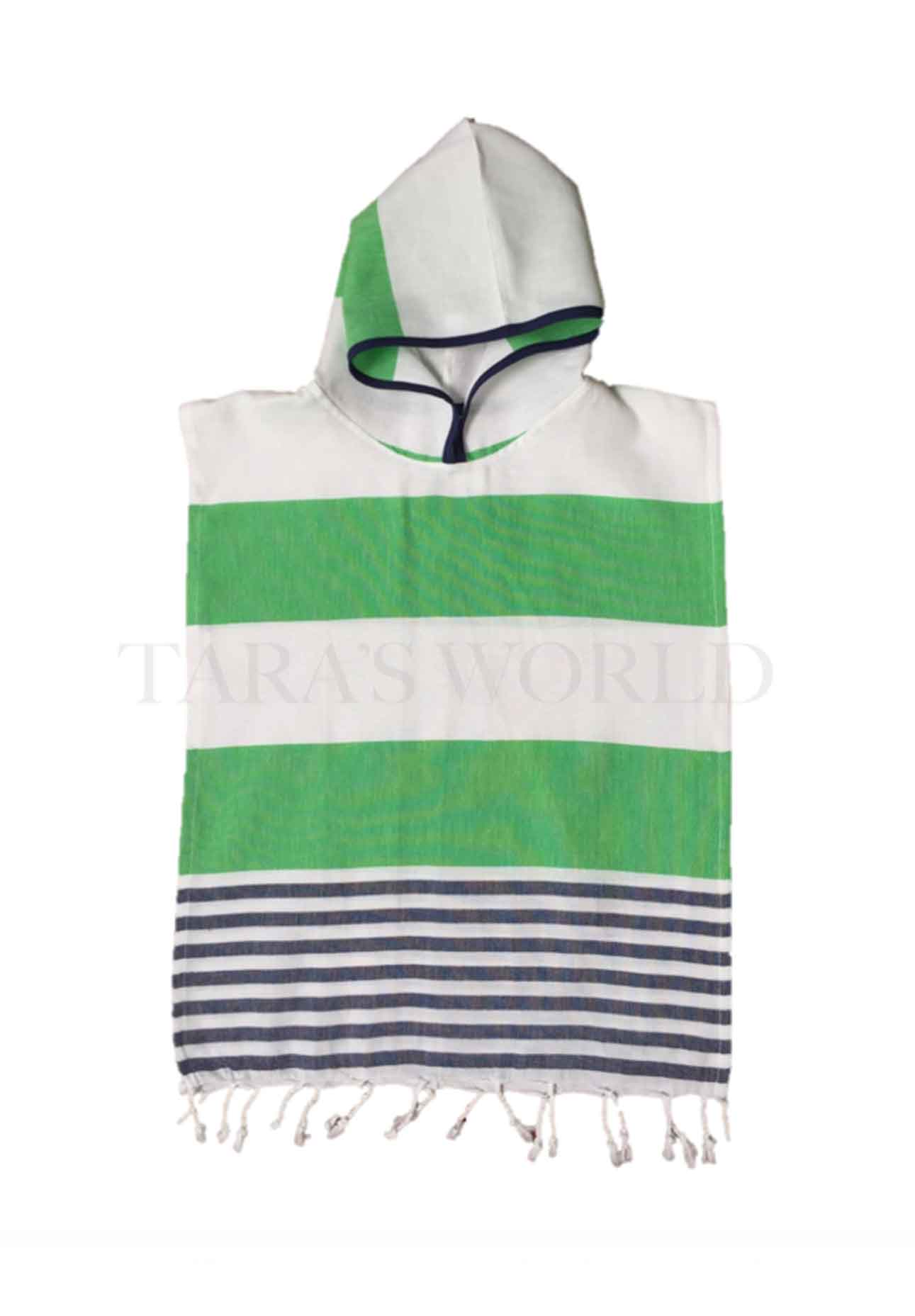 Kids Poncho Green-Navy