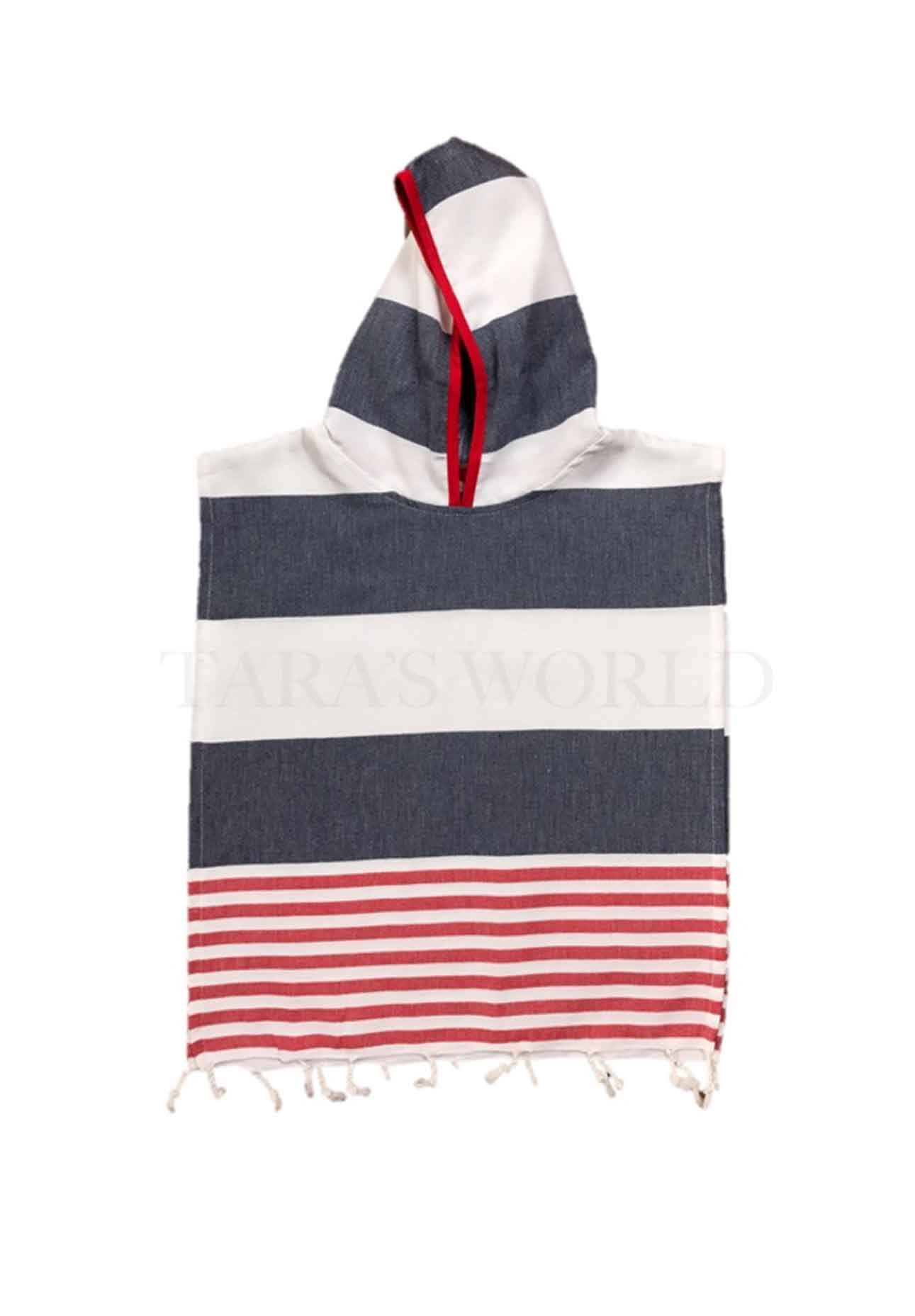 Kids Poncho Navy-Red