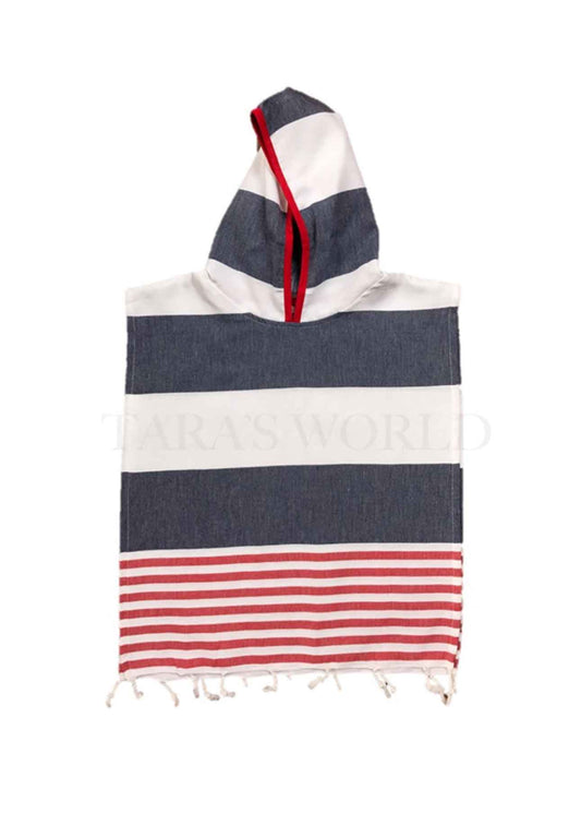 Kids Poncho Navy-Red