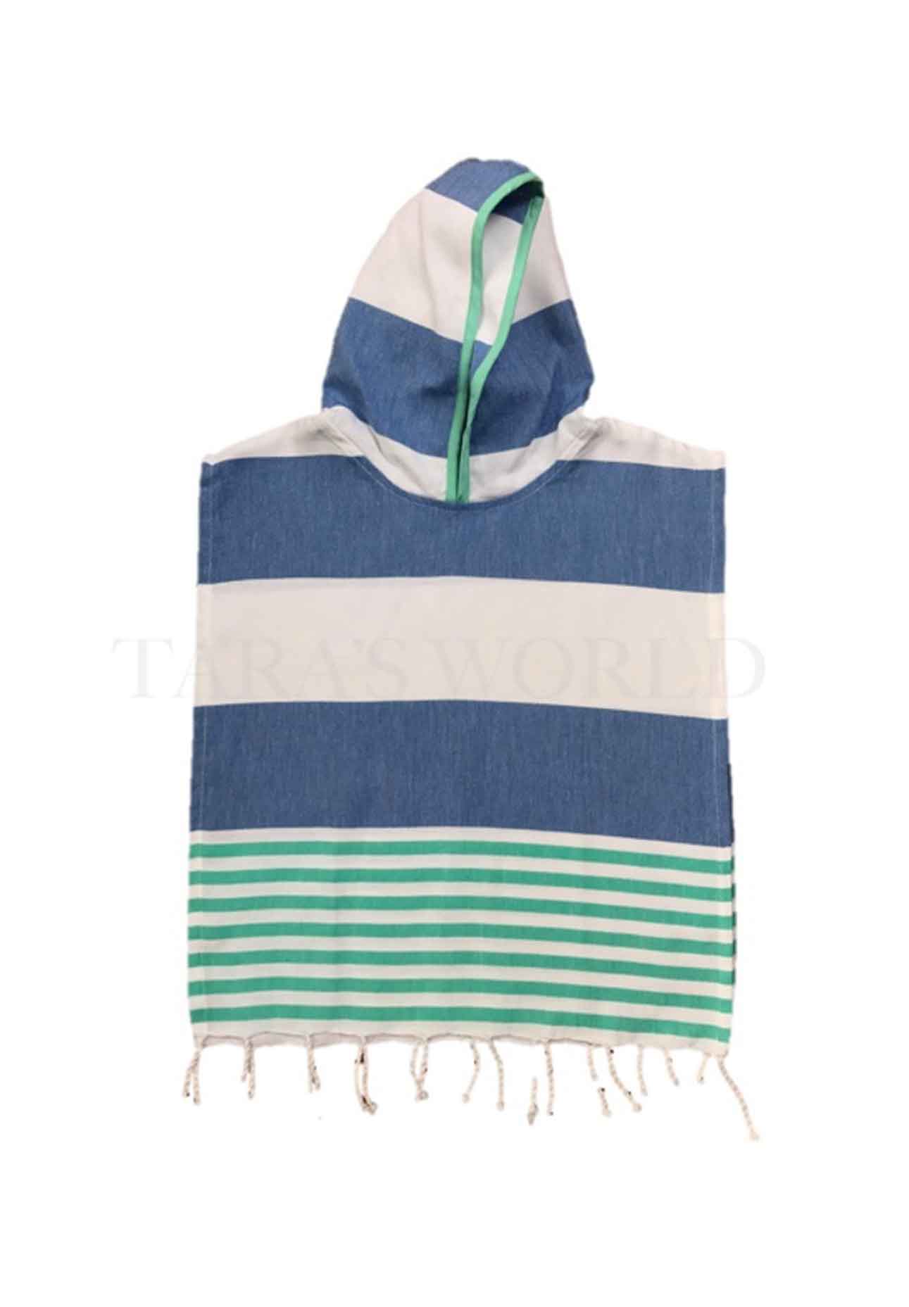 Kids Poncho Royal Blue-Seagreen