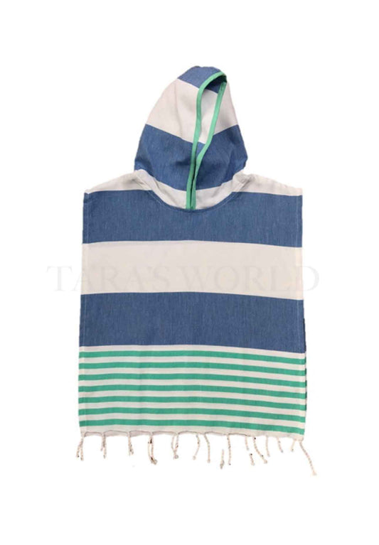 Kids Poncho Royal Blue-Seagreen